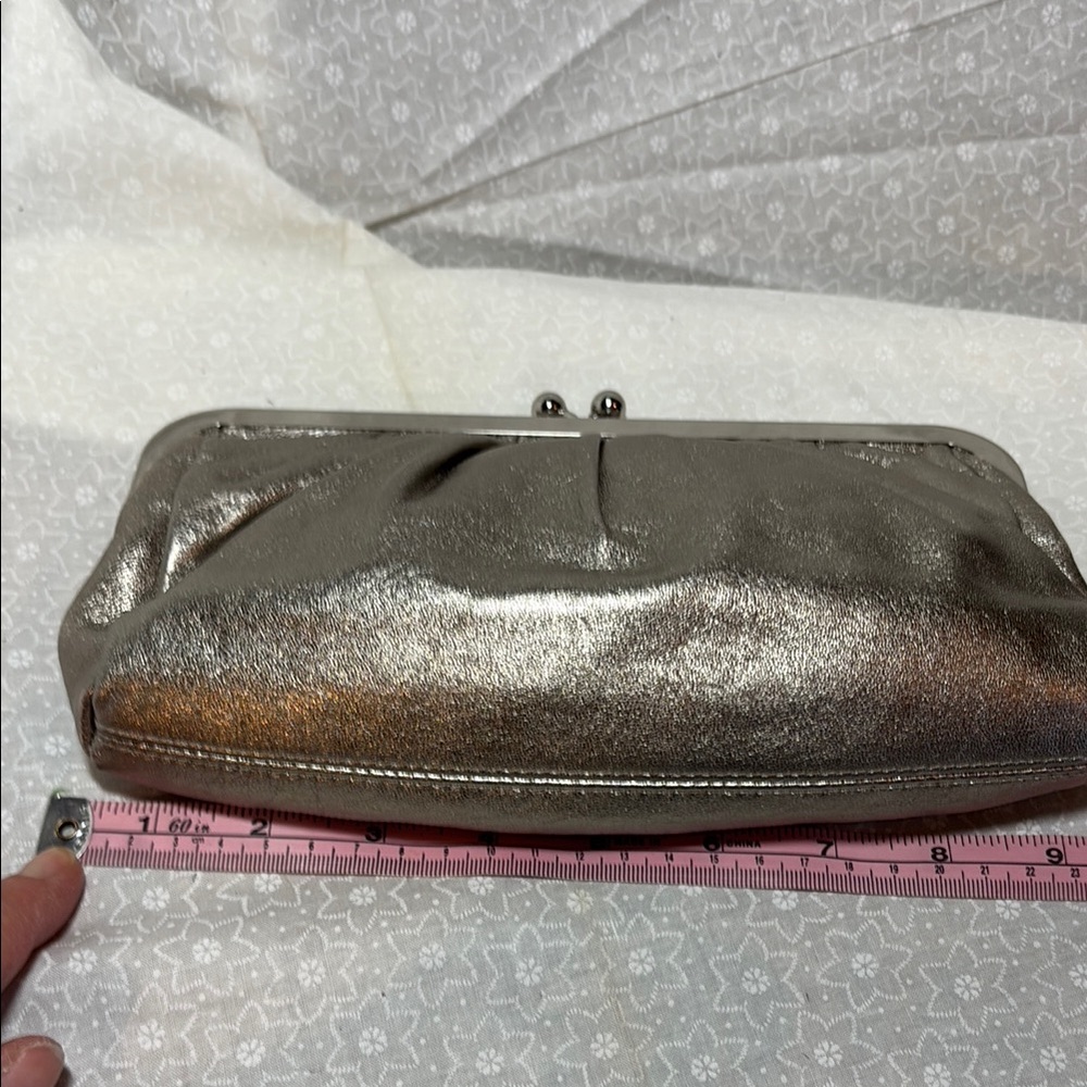 Express Silver Formal Leather Clutch